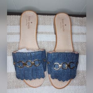 Kate Spade Blue and Gold Sandals